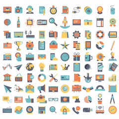 Wall Mural - Business and technology icon set for websites and mobile applications. Flat vector illustration