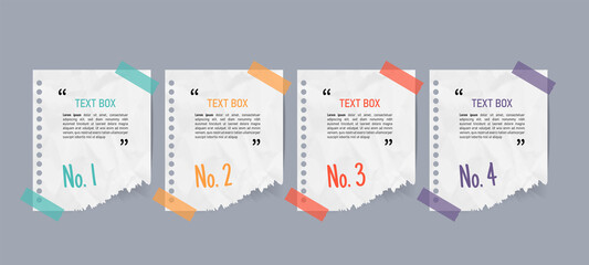 Text box design with note papers.	
