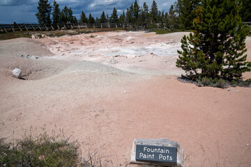 The fountain paint pots geysers and geothermal features of the lower geyser basin in Yellowstone National Park