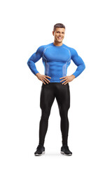 Canvas Print - Full length portrait of a fit muscular man in leggings and tight top