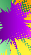 Comic Book Background With Mostly Green And Purple Zoom Effect. Vector Illustration.