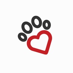 footprint logo with heart concept