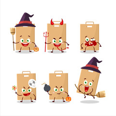 Wall Mural - Halloween expression emoticons with cartoon character of food bag