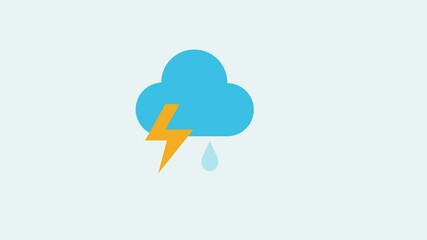Poster - cloud with raining and lightning animation, bad weather rain with lightning