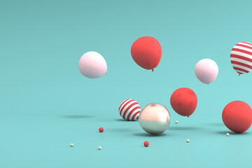Poster - Christmas balloons on a green background