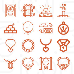 16 pack of noble metal  lineal web icons set