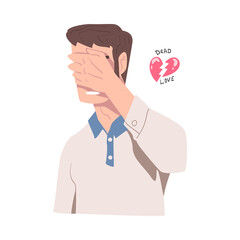 Poster - Sad Man with Broken Heart Suffering from Agony of Unhappy Love Vector Illustration