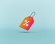 price tag with percentage sign. Shopping Discount offer icon, symbol. minimal concept. 3d rendering