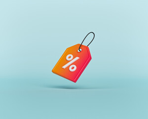 Aufkleber - price tag with percentage sign. Shopping Discount offer icon, symbol. minimal concept. 3d rendering