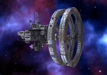 future space station in deep space 3d illustration