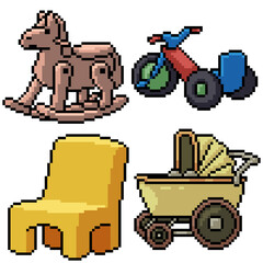 Poster - pixel art set isolated baby toy