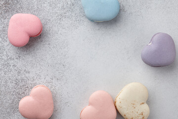 Wall Mural - Heart shaped macarons for Valentine's Day, pastel colors