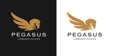 Pegasus Corporate Company Concept Logo Design. Greek Mythology Horse With Wings Icon. Royal Brand Identity Symbol. Vector Illustration.