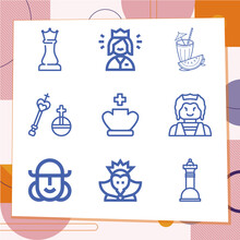 Simple Set Of 9 Icons Related To Elizabeth