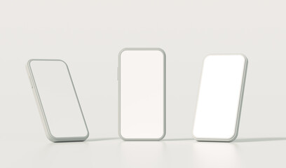 Poster - Set of smartphone mockup on isolate background, 3d render realistic phone set.