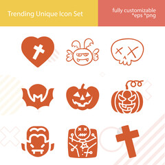 Simple set of halloween related filled icons.