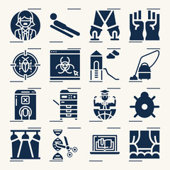 Wall Mural - Simple set of microscope related filled icons.