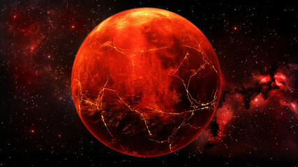 red planet in the space 3d illustration