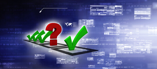 Poster - 3d rendering question mark with checklist