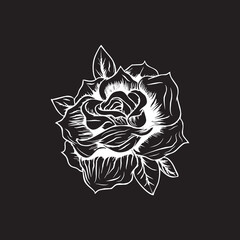 Wall Mural - White rose logo in black background template