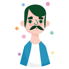 Poster - man mature with moustache character avatar in cartoon