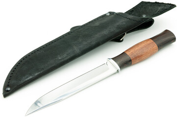 knife with scabbard on a white background