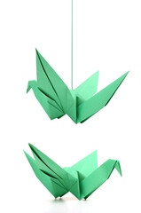 Wall Mural - paper origami bird and hanging with string