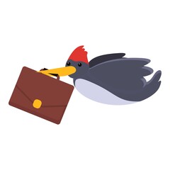 Poster - Woodpecker with briefcase icon. Cartoon of woodpecker with briefcase vector icon for web design isolated on white background