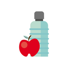 Canvas Print - water bottle with apple isolated icon