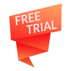 Poster - Free trial banner icon. Cartoon of free trial banner vector icon for web design isolated on white background