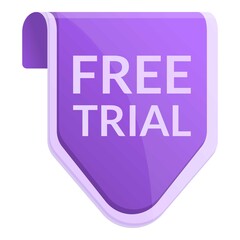 Poster - Free trial web sticker icon. Cartoon of free trial web sticker vector icon for web design isolated on white background