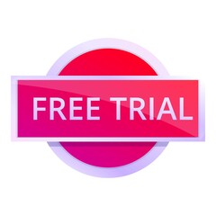 Poster - Free trial web sticker icon. Cartoon of free trial web sticker vector icon for web design isolated on white background