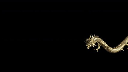 Wall Mural - full body gold dragon move forward animation with 3d rendering animation include alpha path.