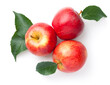 Red Apples With Leaves Isolated Over White