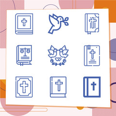 Sticker - Simple set of 9 icons related to gospel