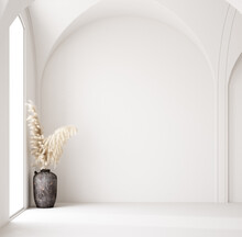 Contemporary  Empty Home Interior, Scandi-Boho Style, 3d Render