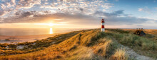 Panoramic View Of A Sunrise On The Island Of Sylt, Schleswig-Holstein, Germany