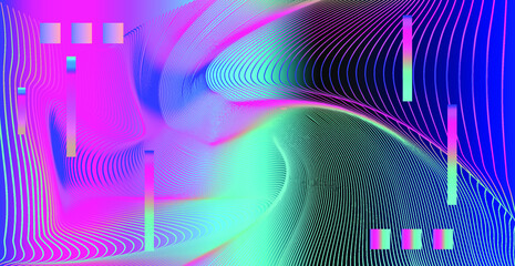 Wall Mural - Colorful neon modern background. Abstract glitched texture with gradient vibrant bright stains.
