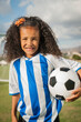 © Erik Isakson/Blend Images - Mixed race girl holding soccer ball