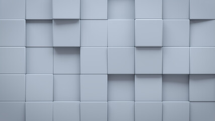 Futuristic, High Tech, light background, with a square block structure. Wall texture with a 3D cube tile pattern. 3D render