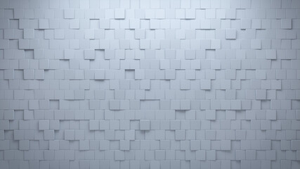Futuristic, High Tech, light background, with an offset square block structure. Wall texture with a 3D cube tile pattern. 3D render