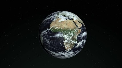 Poster - Photo realistic 3D earth. Planet Earth from space. Animation of Earth seen from space, the globe spinning on satellite view on space background