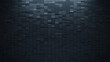 © RocknRoller Studios - Futuristic, High Tech, dark background, with a rectangular block structure. Wall texture with a 3D rectangle tile pattern. 3D render