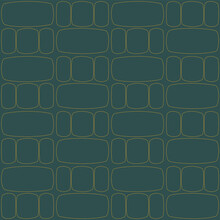 Abstract Seamless Pattern. Golden Shape On Green Background. Vector Illustration For Background
