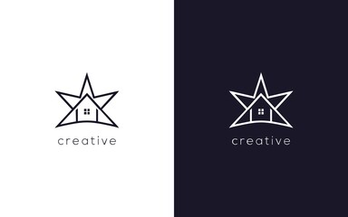 Wall Mural - modern minimalist home stars logotype, creative vector line based icon template