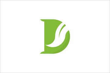 Wall Mural - D letter and leaf logo design template