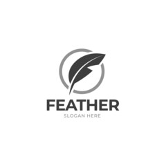 Canvas Print - Feather writing Logo Template vector illustration