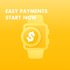 Sticker - payments vector banner with smart watch