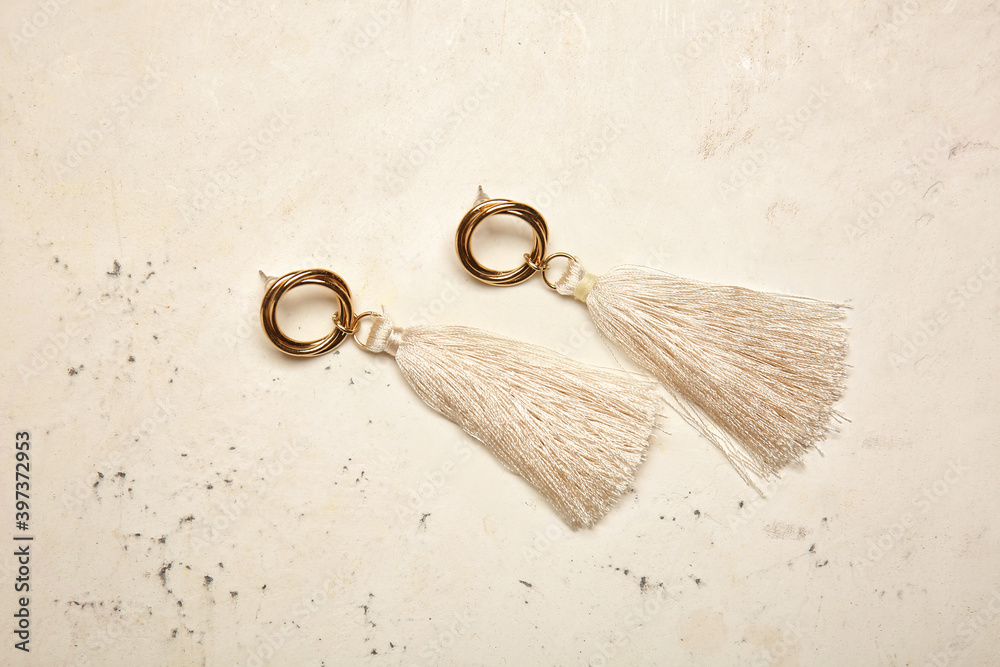 Beautiful jewelry on light background