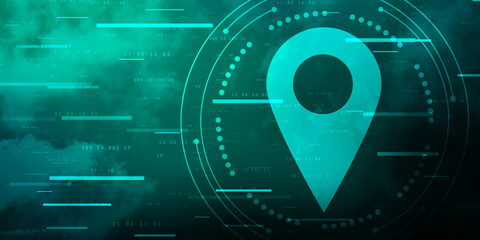 Fototapete - 2d rendering Red map pointer
